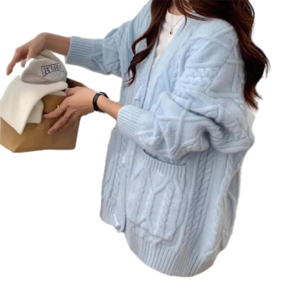 Suéter Cárdigan de punto con Botón de Cuerno Corto para Mujer Elegante más vendido al por mayor
