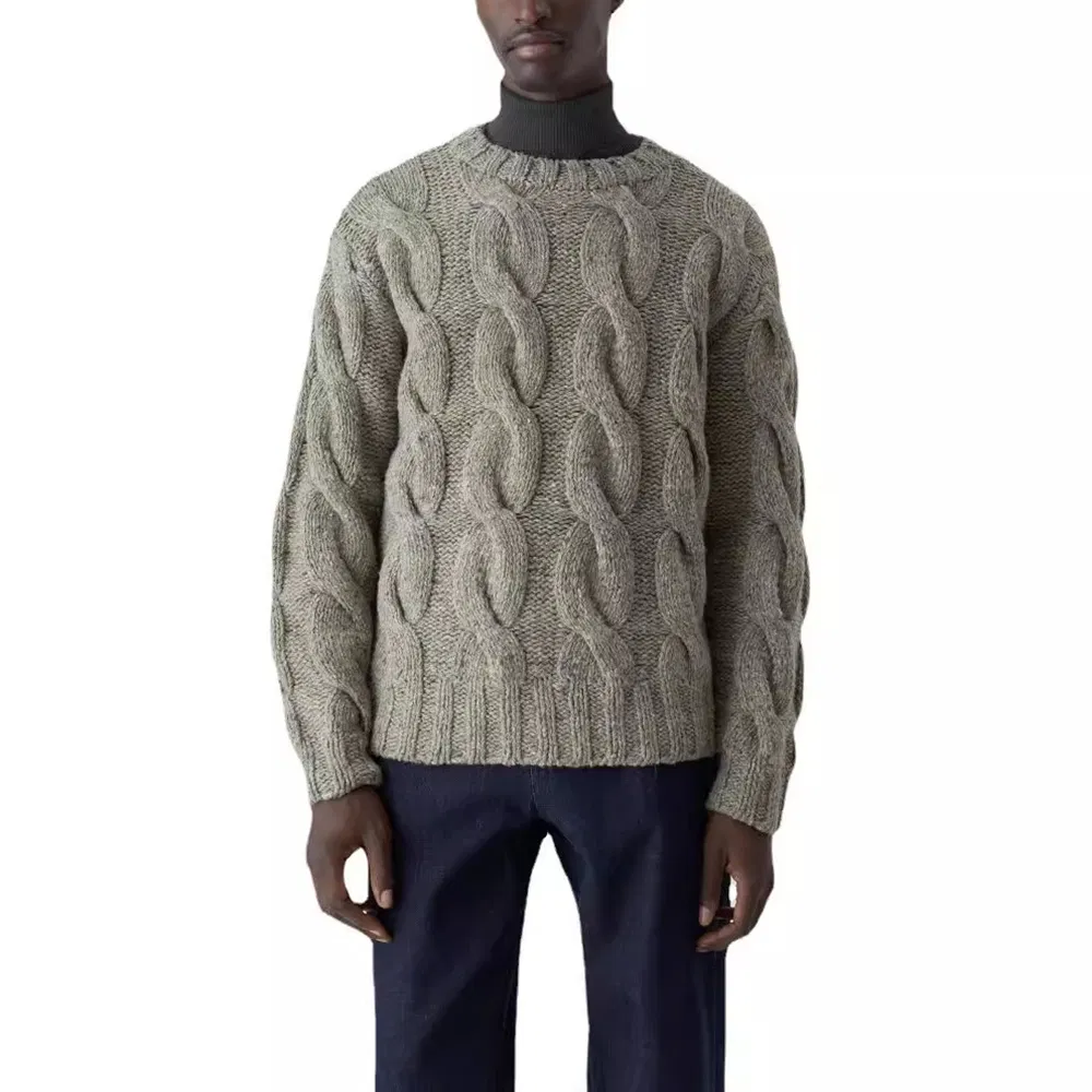 Suéter de algodón de moda del jersey de los hombres suaves al por mayor de encargo 2025