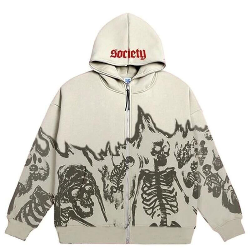 Sudadera con capucha estampada de gran tamaño del fabricante de prendas de vestir al por mayor Sudadera con cremallera para hombre & prime; s