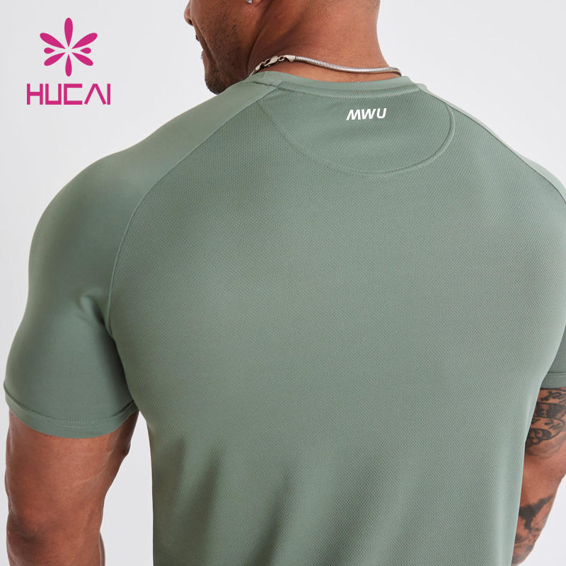Hucai Customlightweight Malla Transpirable Músculo Ajuste Seco Entrenamiento Atlético Correr Deportes Hombres Ropa de Gimnasio de Fitness Activo