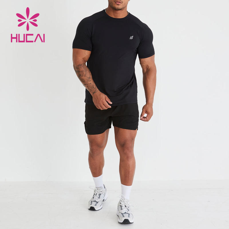 Hucai Customlightweight Malla Transpirable Músculo Ajuste Seco Entrenamiento Atlético Correr Deportes Hombres Ropa de Gimnasio de Fitness Activo