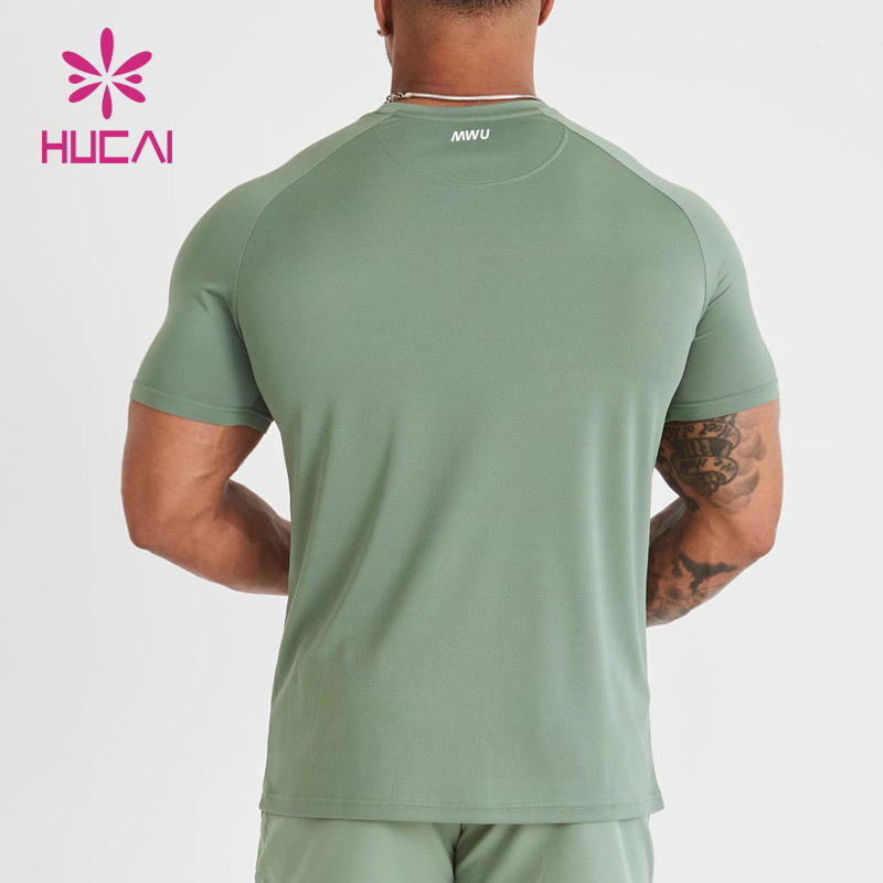 Hucai Customlightweight Malla Transpirable Músculo Ajuste Seco Entrenamiento Atlético Correr Deportes Hombres Ropa de Gimnasio de Fitness Activo