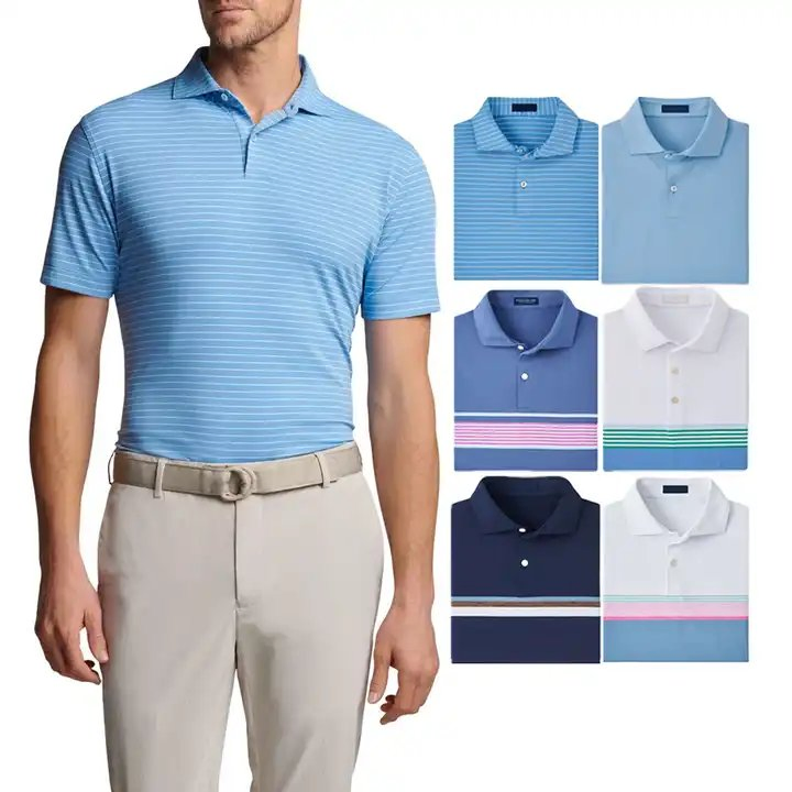 Camisas de Golf de Spandex de Poliéster con Rayas Estampadas Ropa Polo de golf