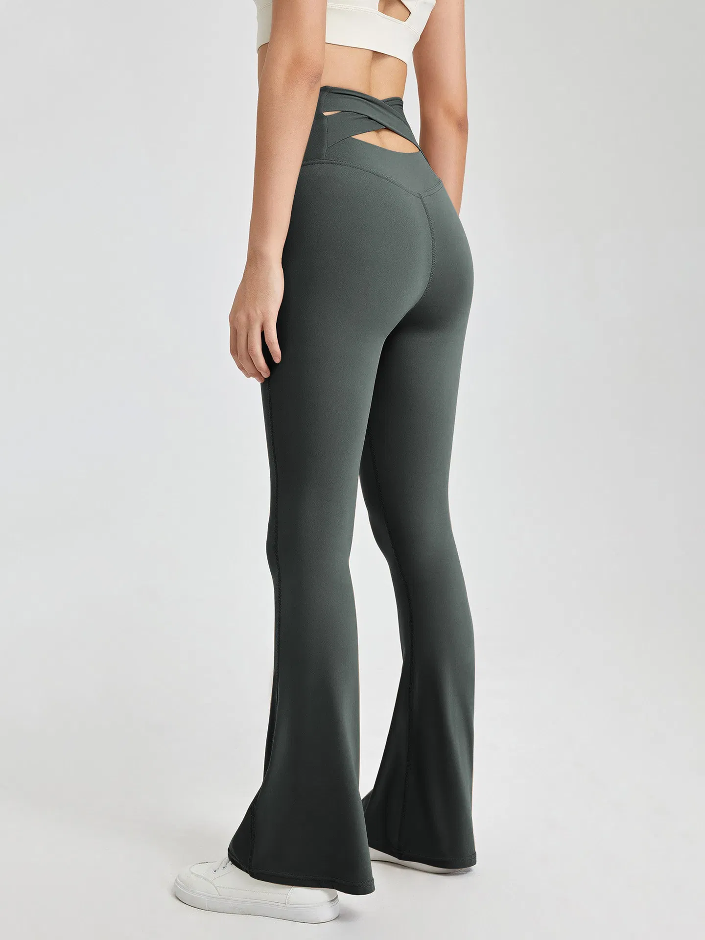 Cintura Alta para Mujer, Espalda Cruzada, Entrenamiento Cómodo, Transpirable, Yoga, Legging Delgado con Fondo de Campana para Gimnasio