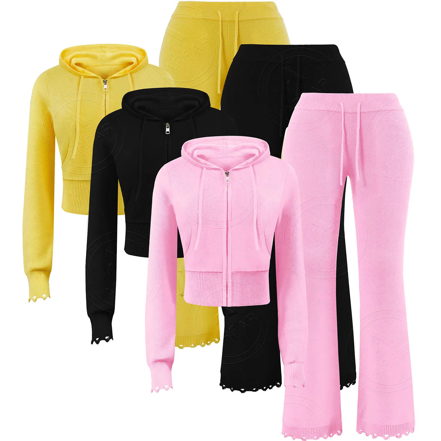 Suéter con Capucha de Manga Larga de Color Blanco Informal de Invierno para Mujer y Pantalones Acampanados Conjunto de Prendas de punto Conjunto de Entrenamiento de Dos Piezas para Mujer