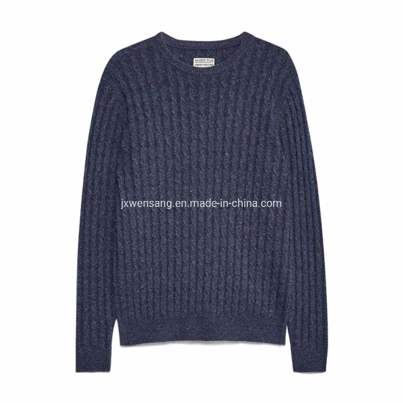 Jersey Merino para hombre & prime; s Jersey de punto de Lana Merino Natural Australiana 100% Azul Oscuro con cuello redondo
