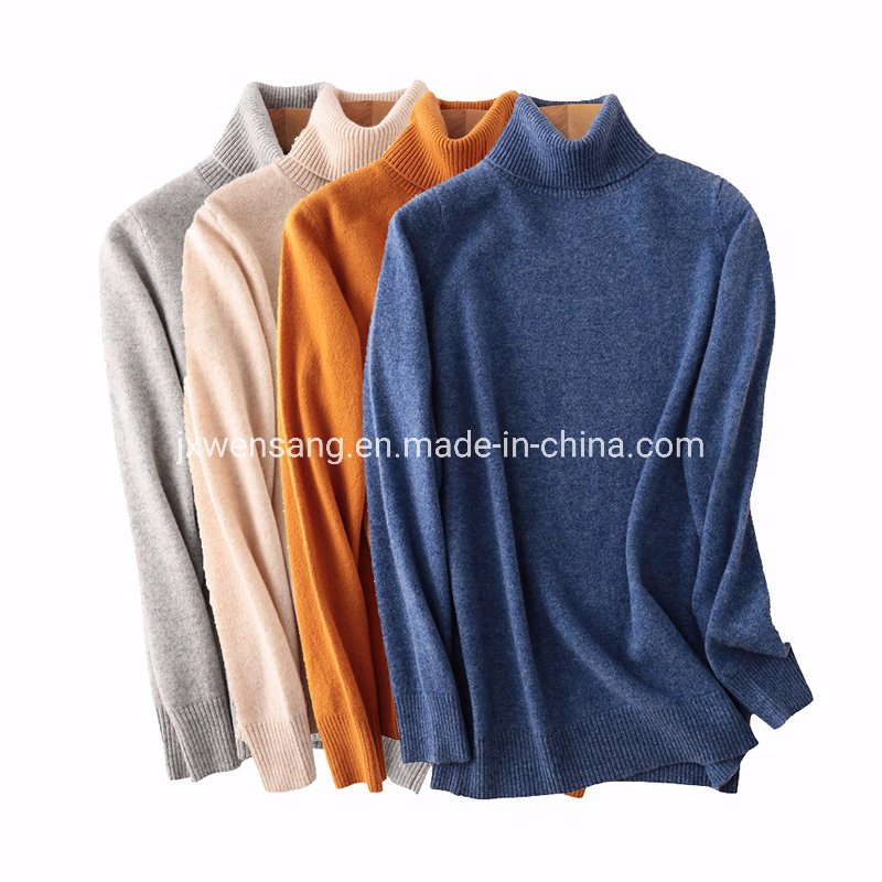 Suéter De Cuello Alto Con Cuello Redondo De Varios Colores De Manga Larga Para Mujer De Lana Merina 100% Del Fabricante De China