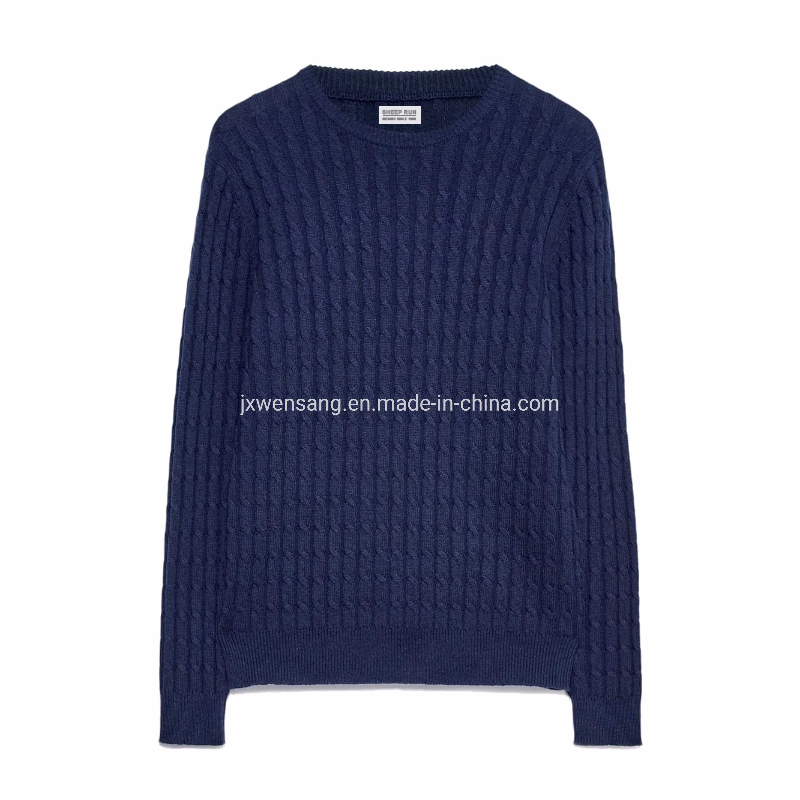 Jersey Merino para hombre & prime; s Jersey de punto de Lana Merino Natural Australiana 100% Azul Oscuro con cuello redondo