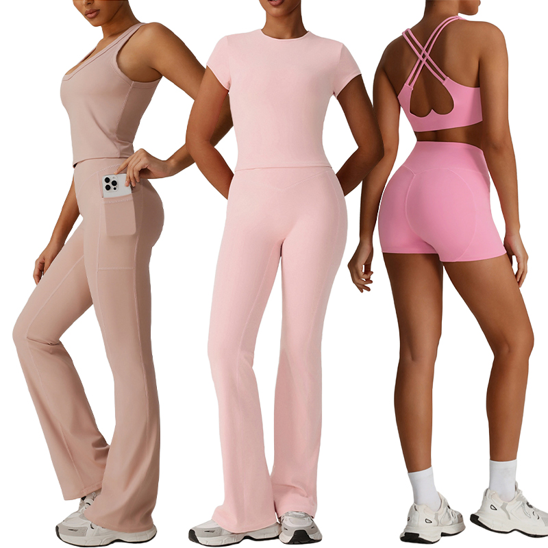 Tops Ajustados de Secado Rápido Conjunto de Yoga Ropa de Fitness Adelgazante Conjunto de Pantalones Deportivos para Correr para Mujer