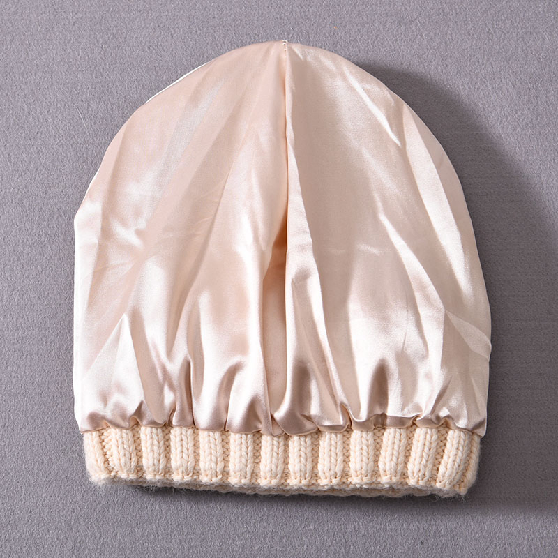 Gorro Forrado de Seda de Nuevo Diseño, Gorro de Dormir con Logotipo Personalizado, Sombreros de Invierno, Gorro De Punto Forrado De Satén Unisex En Blanco Al por Mayor
