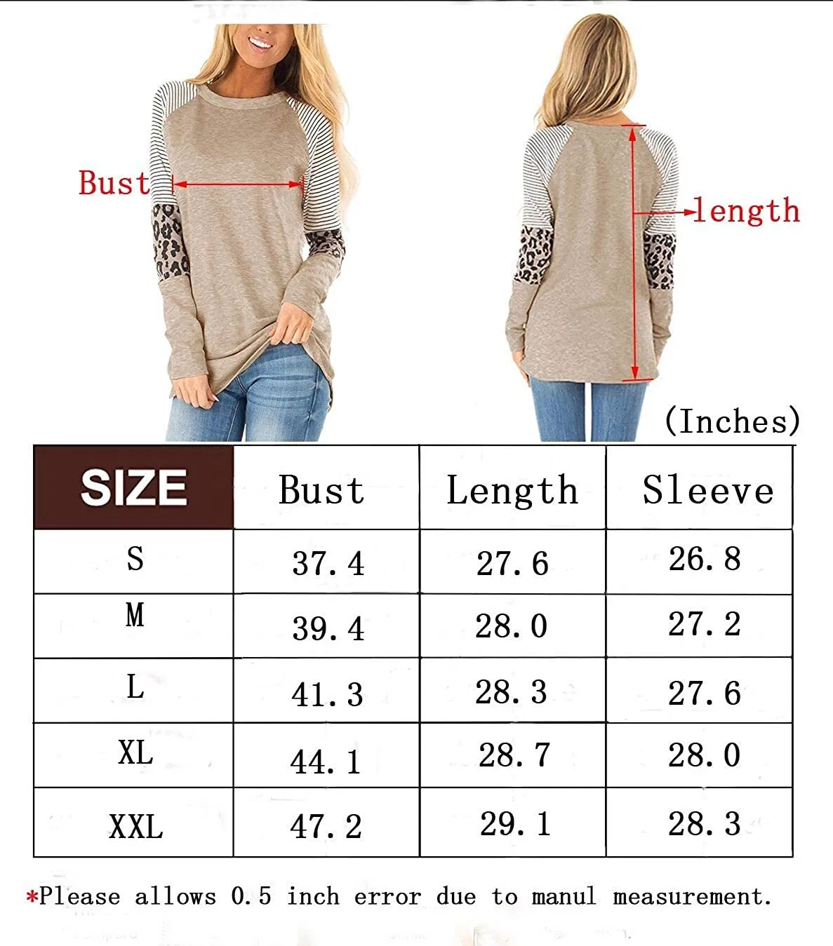 Túnica de Bloque de Color con Estampado de Leopardo para Mujer Camisas de Manga Larga con Cuello Redondo Blusas Casuales a Rayas Tops