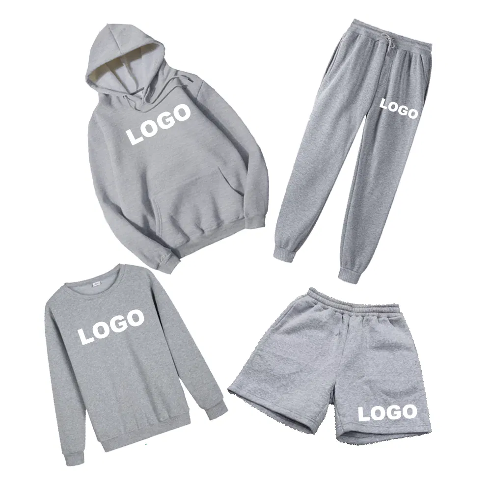 Trajes de Dos Piezas con Logotipo Personalizado de Alta Calidad OEM al por Mayor, Chándal Liso de Color Sólido, Sudadera con Capucha, Conjuntos de Chándal para Hombres/