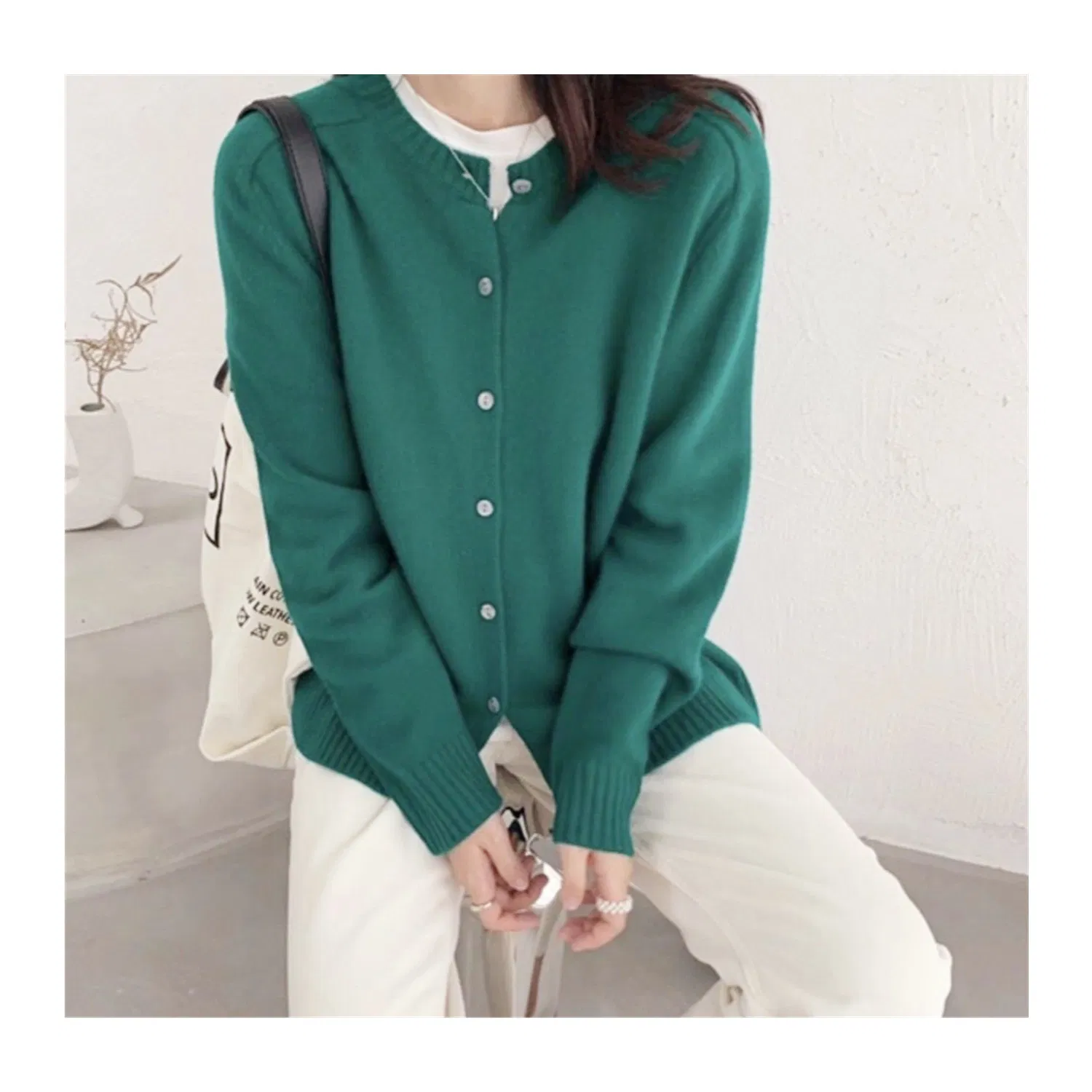 Suéter de cachemira verde Fashion Women′s