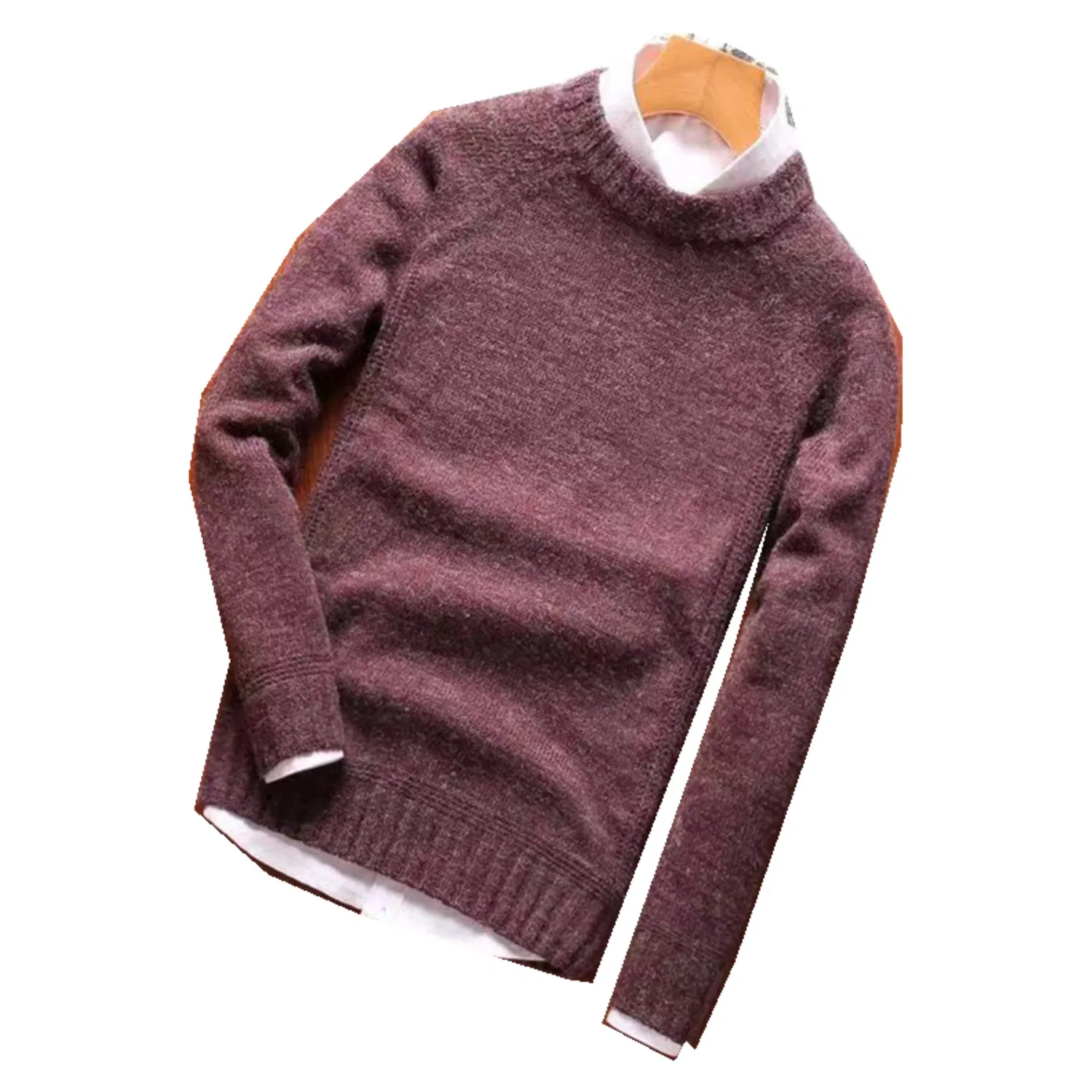 Suéter de hombre con cuello redondo de vino & prime; s