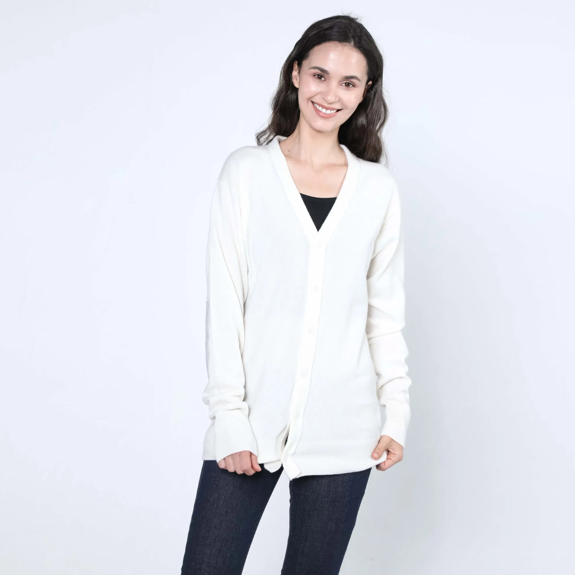 Cárdigan de Cachemira 100% de Moda para Mujer con Cuello en V Profundo Informal Más Popular