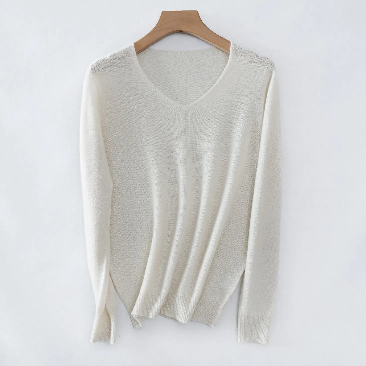 Suéter de Cachemira de Punto con Cuello en V Ligero Sin costuras Clásico para Mujer de Gran Oferta para Todas las Estaciones