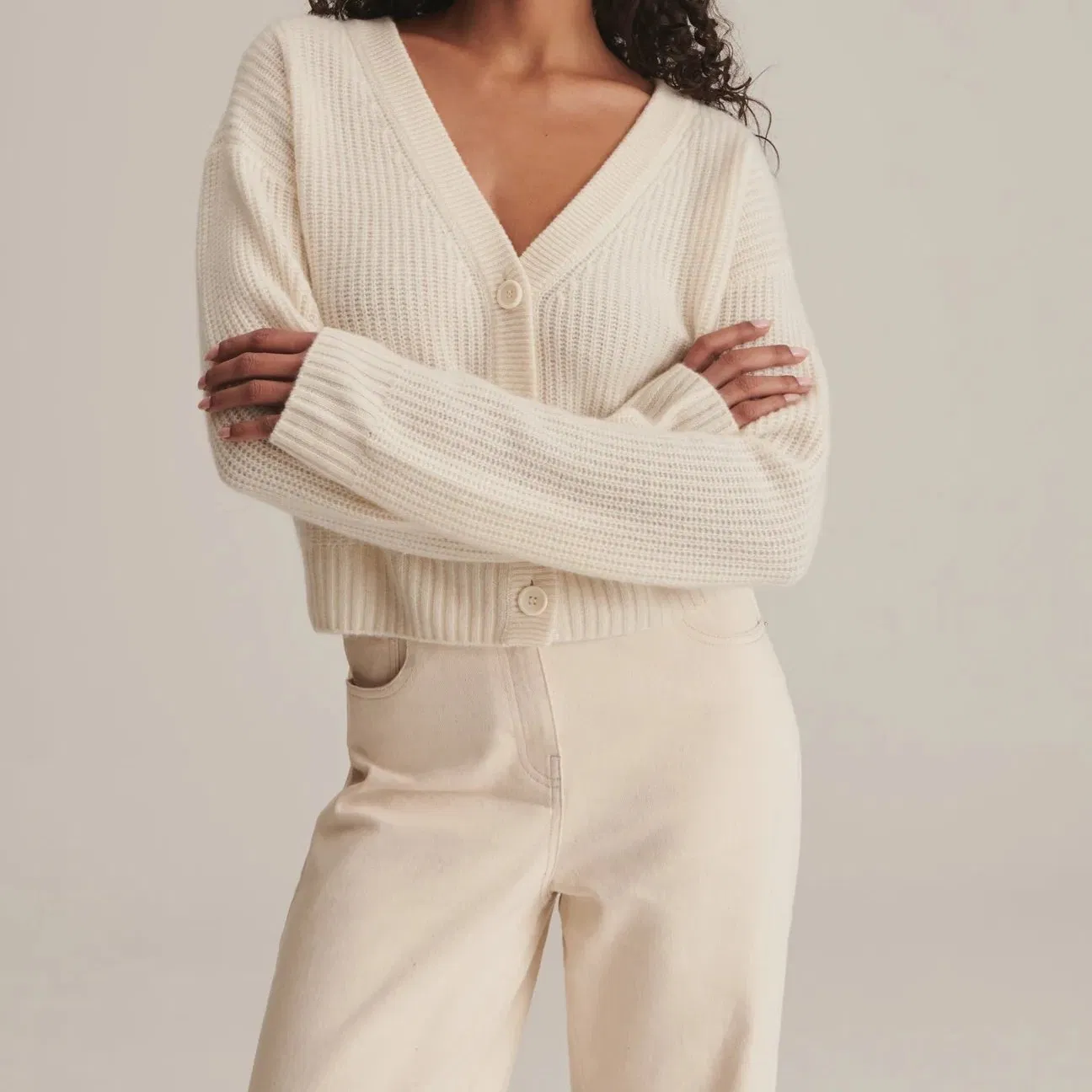 Jersey Cárdigan de Pescador con Botones y Cuello en V de Moda de Otoño/Invierno Directo de fábrica para Mujer