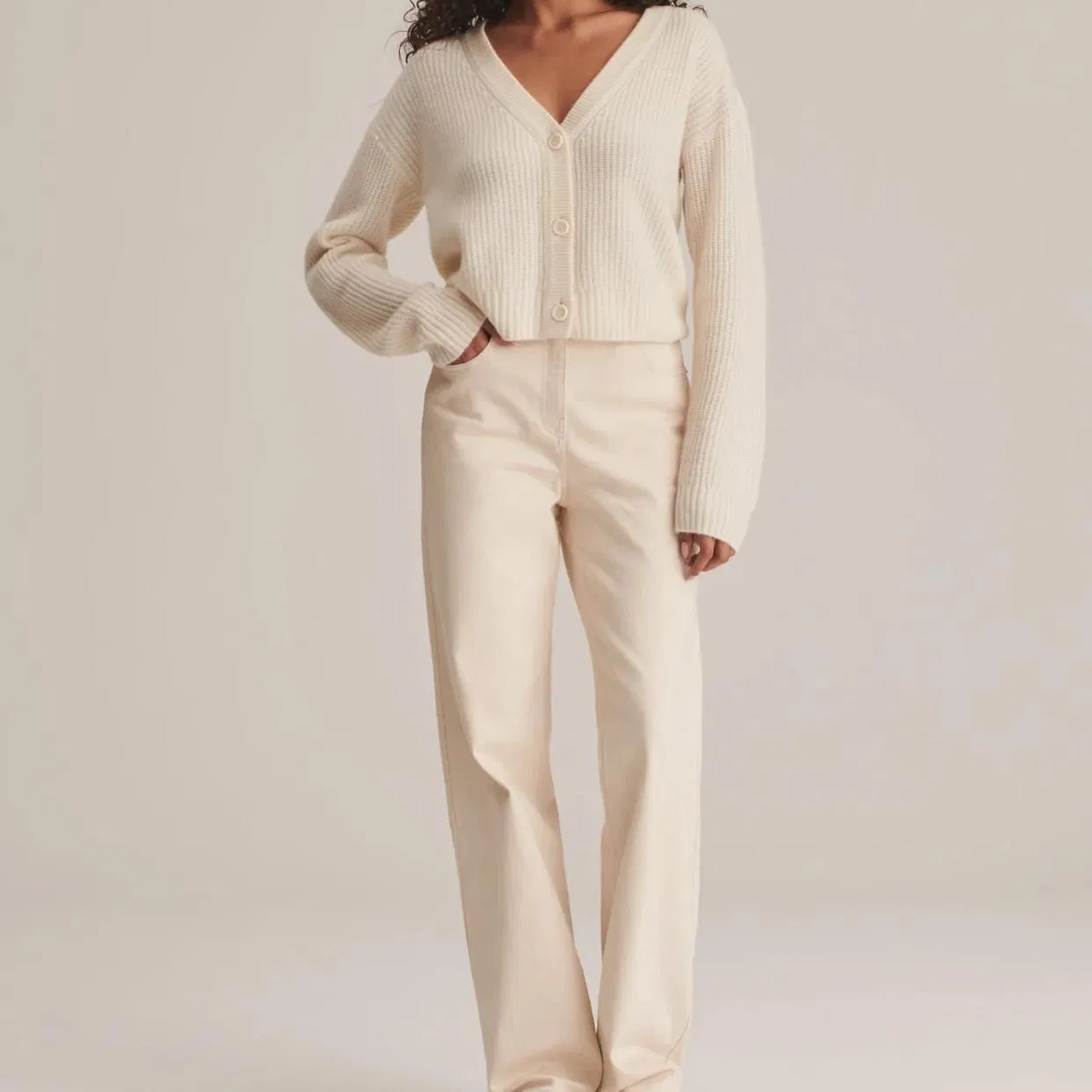 Jersey Cárdigan de Pescador con Botones y Cuello en V de Moda de Otoño/Invierno Directo de fábrica para Mujer