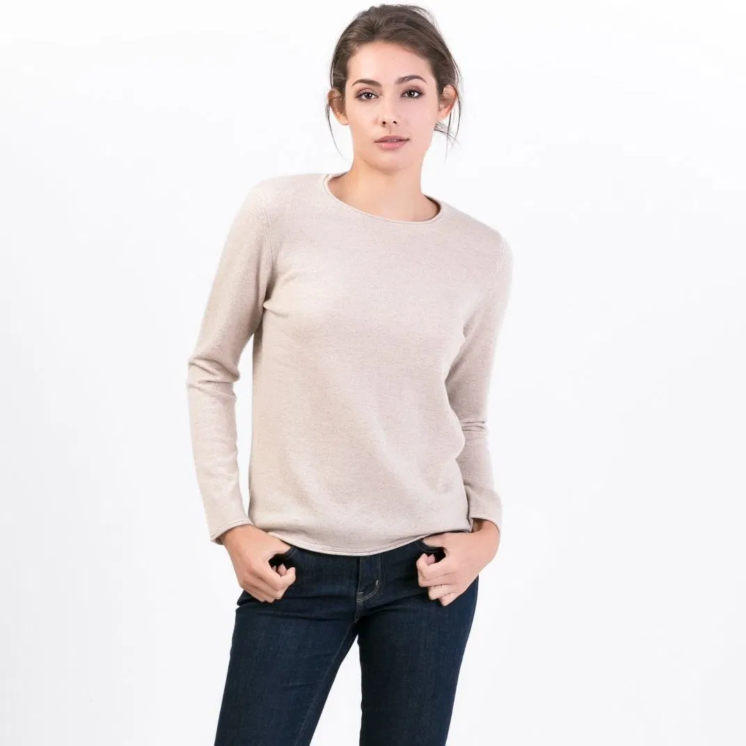 Suéteres de jersey de cuello redondo de Cachemira Premium Clásicos más populares para mujer&prime;S