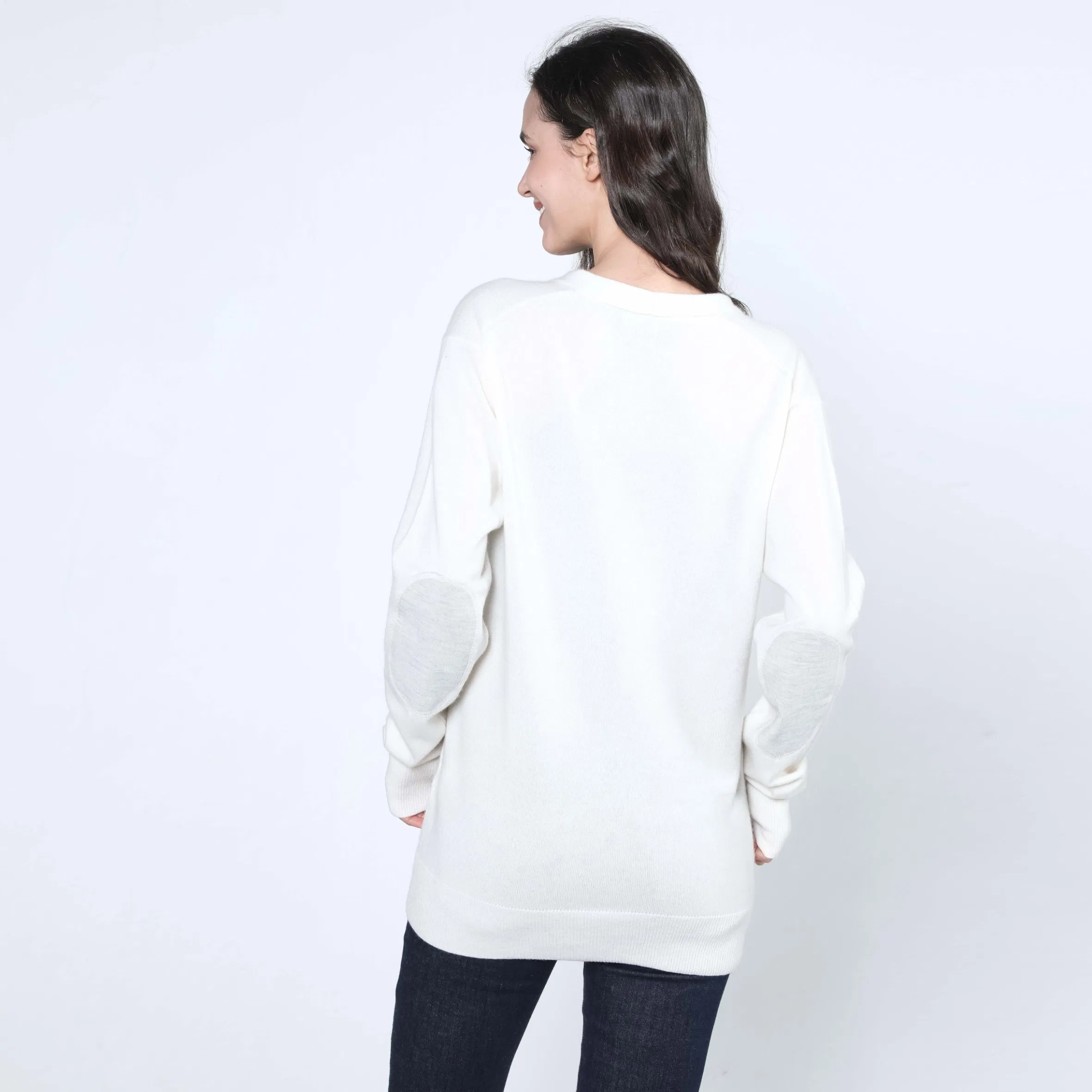 Cárdigan de Cachemira 100% de Moda para Mujer con Cuello en V Profundo Informal Más Popular