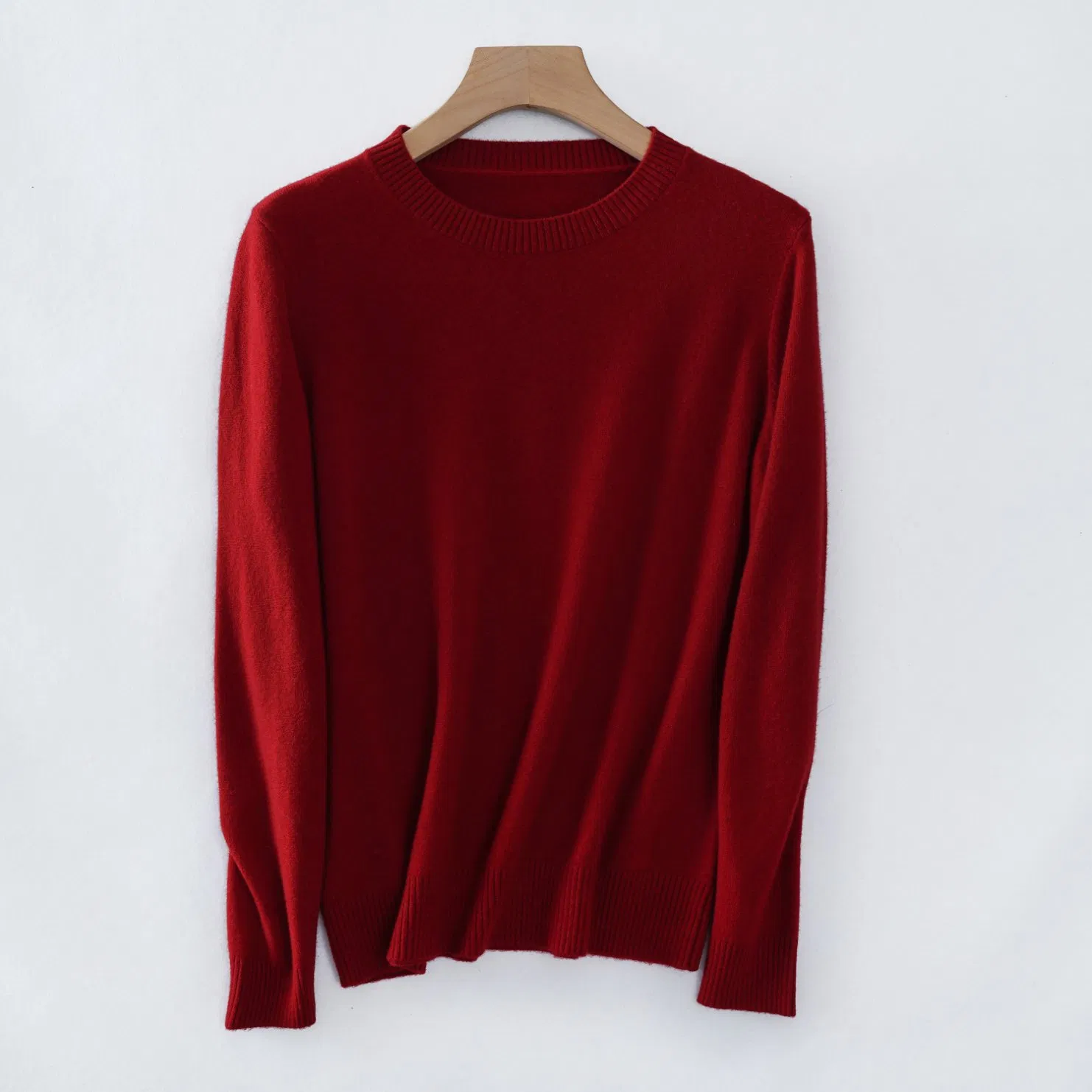 Suéter de Jersey de Lana Merino con Cuello Redondo de Moda Clásica para Mujer Popular al por Mayor