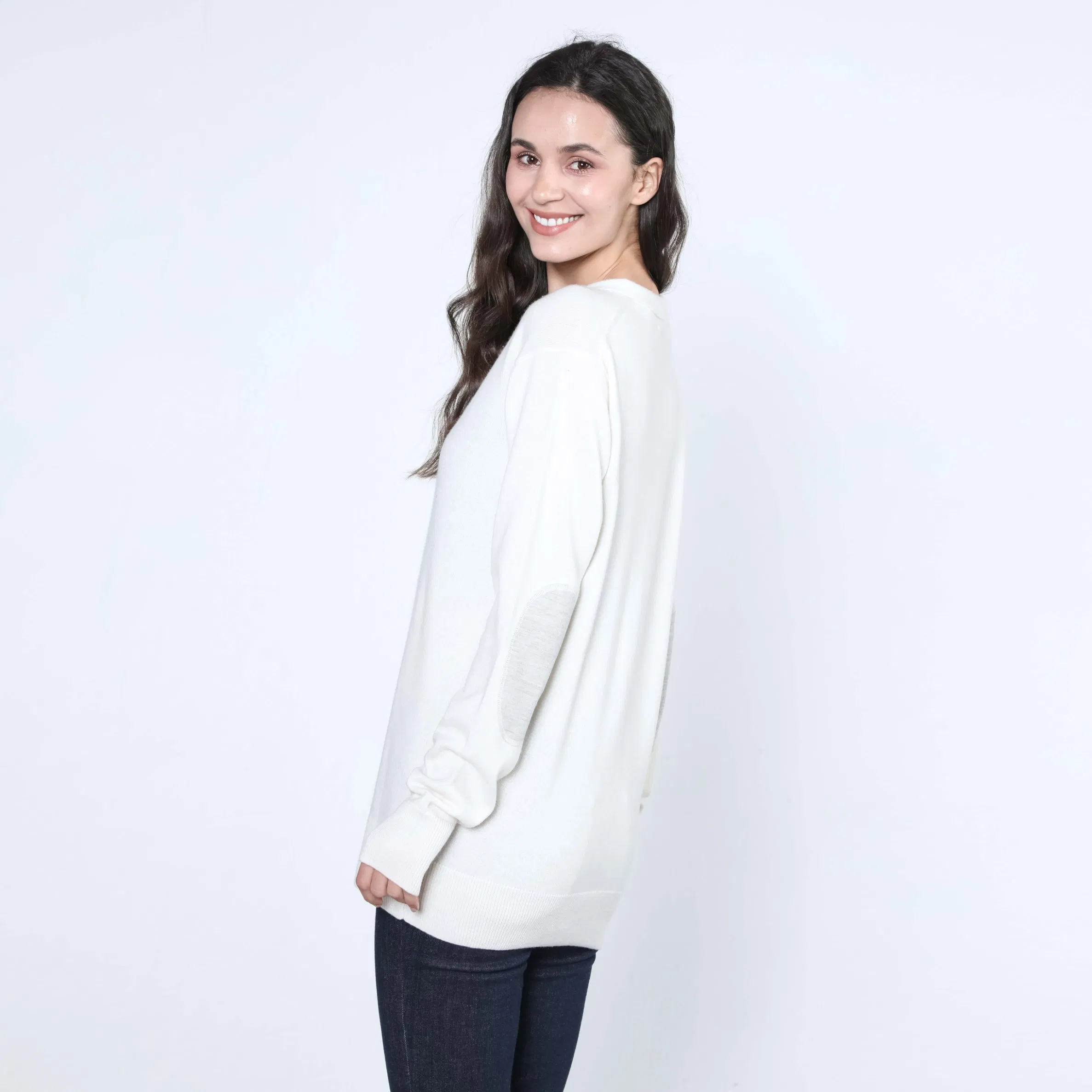 Cárdigan de Cachemira 100% de Moda para Mujer con Cuello en V Profundo Informal Más Popular
