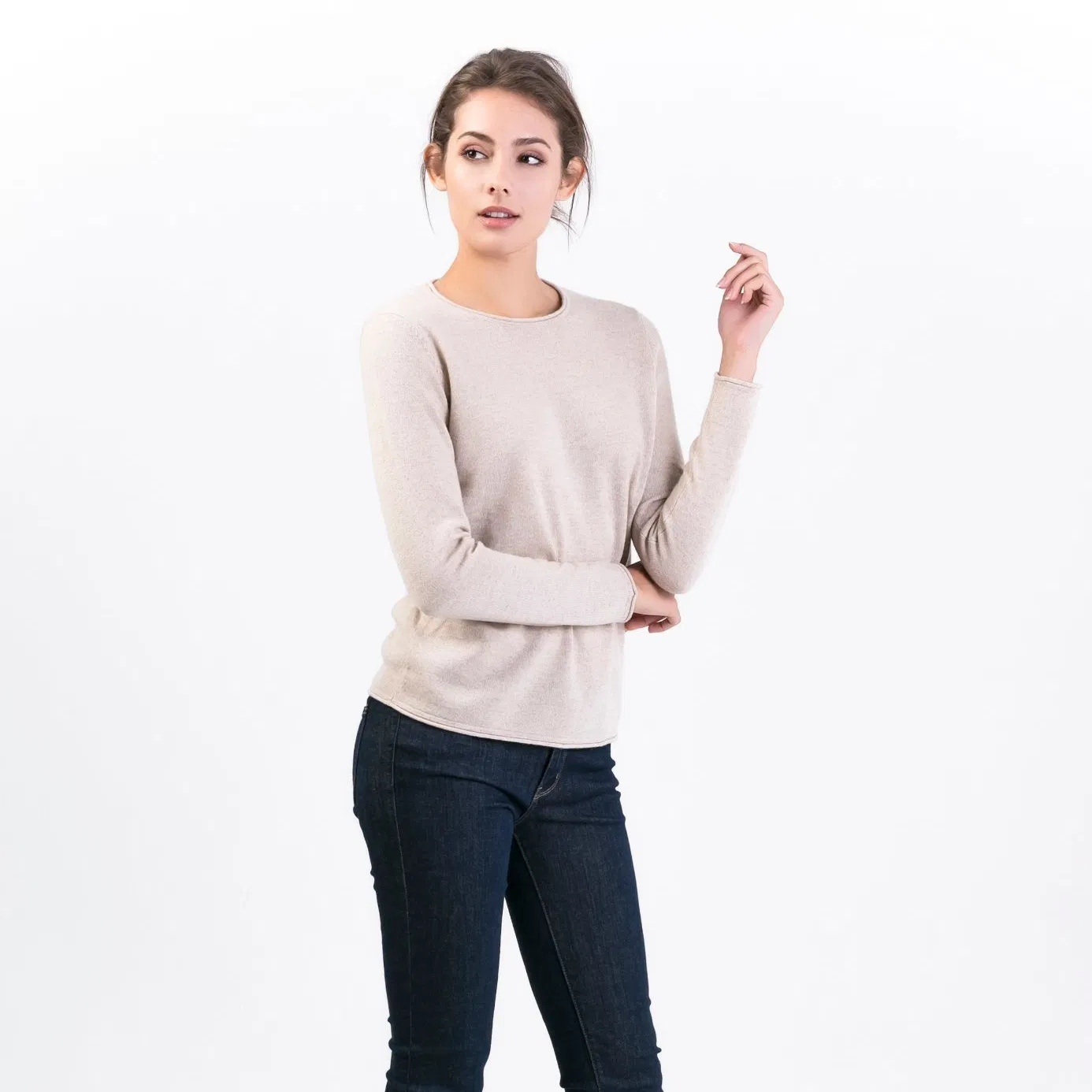Suéteres de jersey de cuello redondo de Cachemira Premium Clásicos más populares para mujer&prime;S