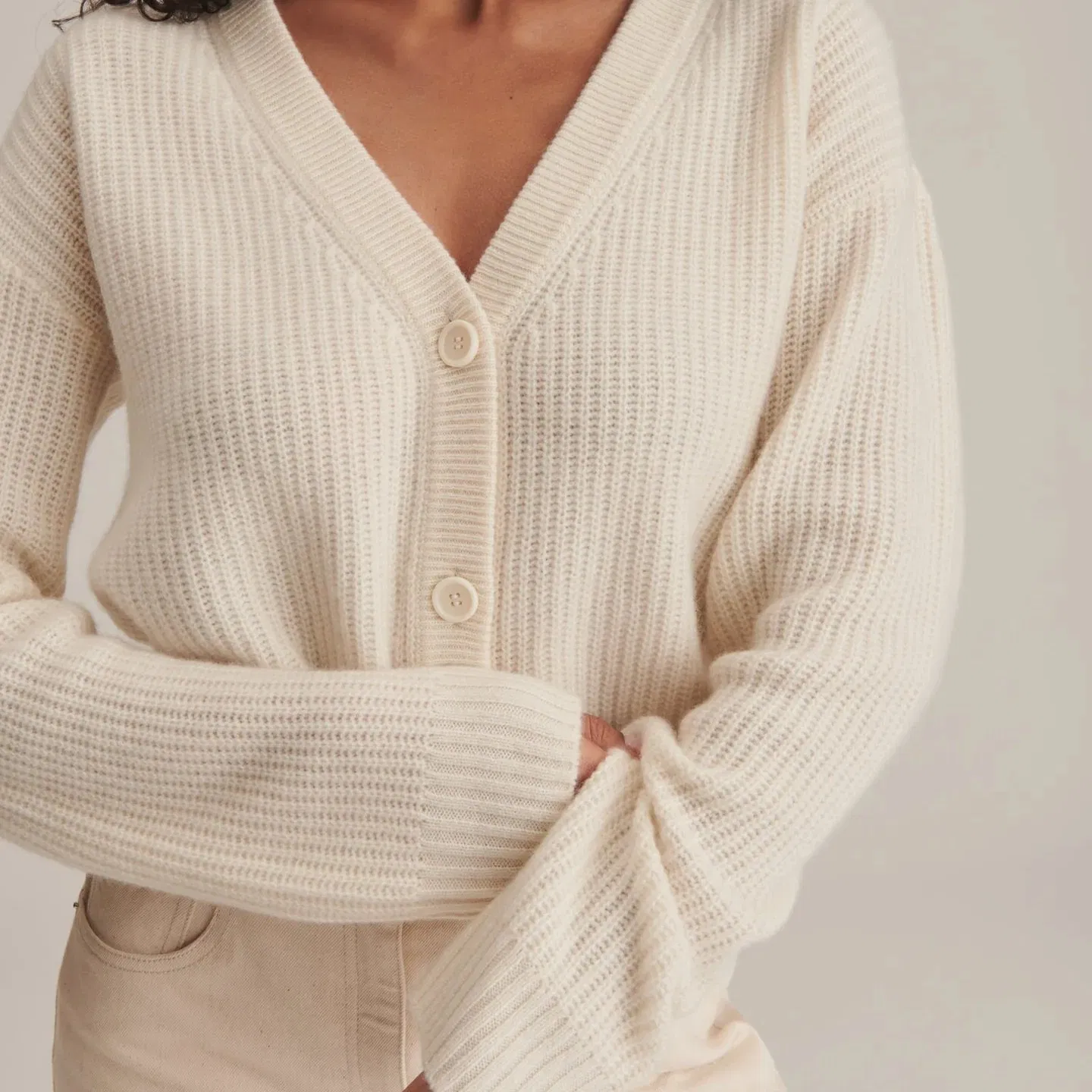 Jersey Cárdigan de Pescador con Botones y Cuello en V de Moda de Otoño/Invierno Directo de fábrica para Mujer
