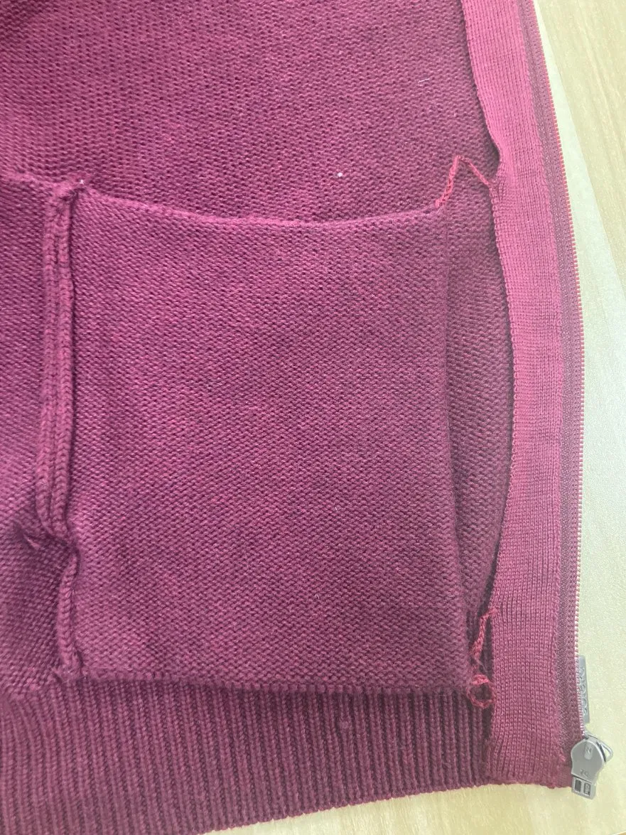 Suéter para hombre & prime; S Cárdigan de punto Suéter de algodón Rojo con cremallera completa