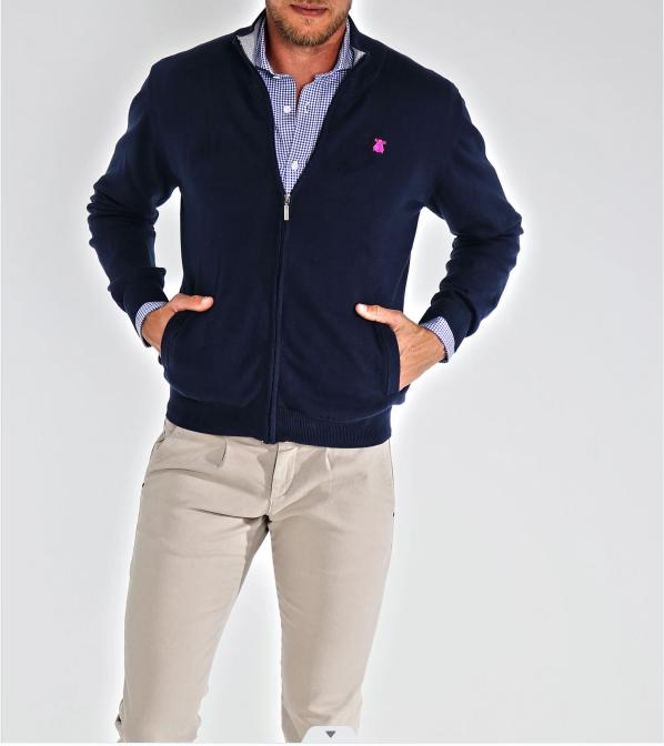Cárdigan de punto de alta calidad para hombre&amp;prime; Suéter de cachemira de algodón con cremallera completa