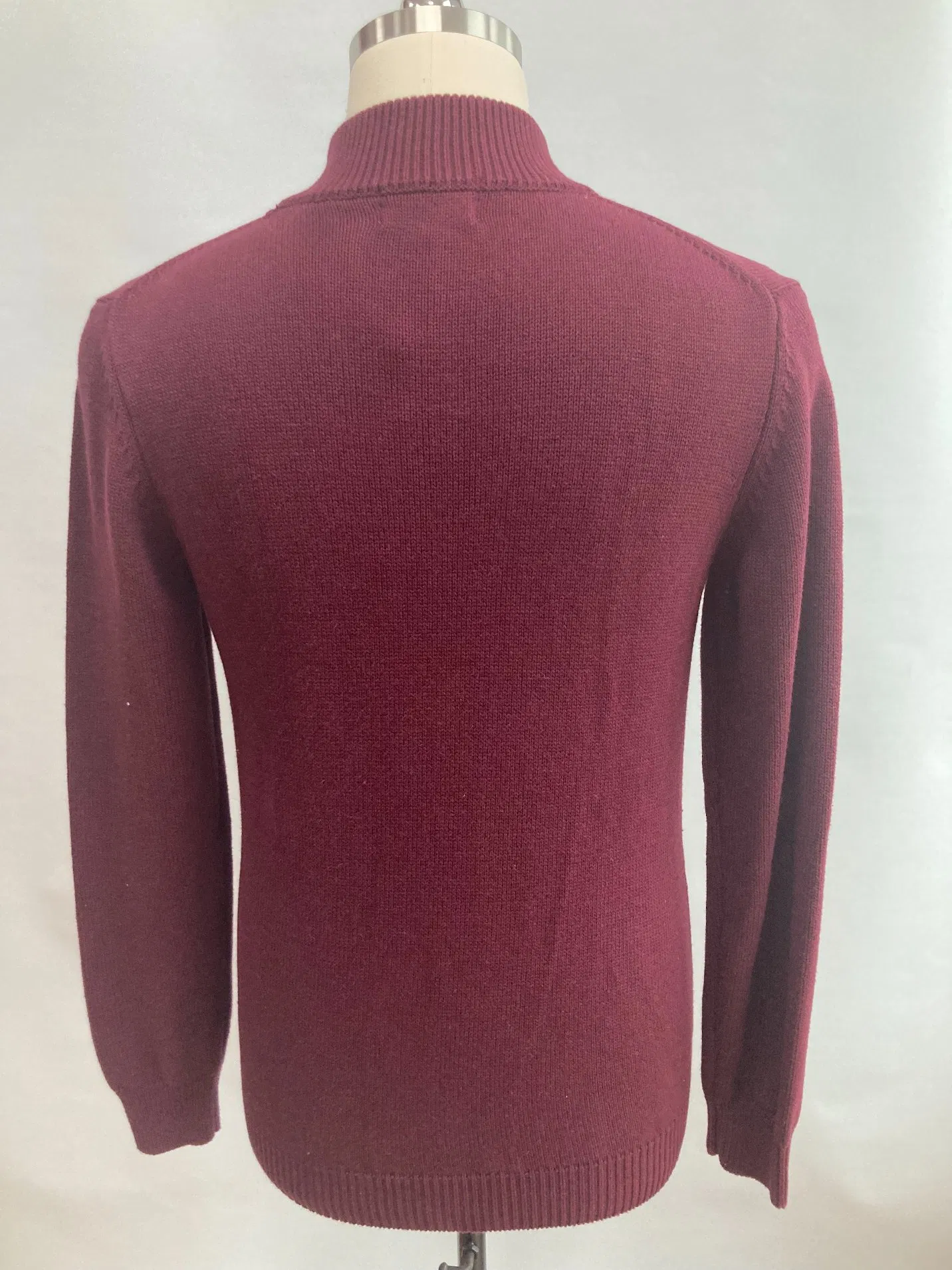 Suéter para hombre & prime; S Cárdigan de punto Suéter de algodón Rojo con cremallera completa