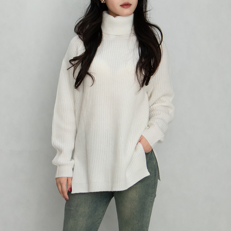 Suéter de cuello alto para Mujer Suéteres de Cárdigan sólidos