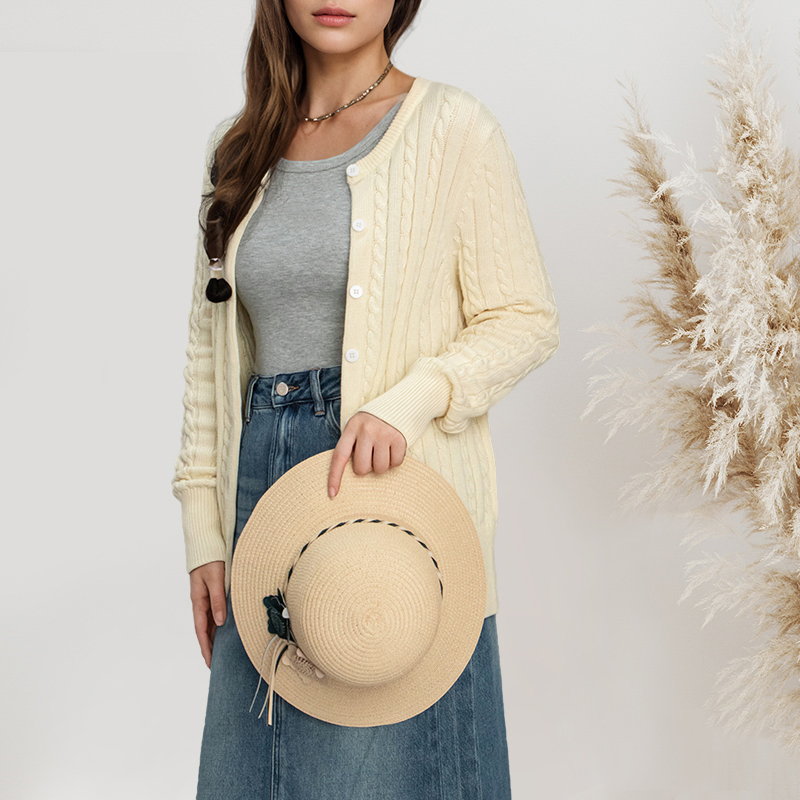 Venta al por mayor 100% Algodón para mujer&amp;prime;s Cárdigans de punto Suéter Tops de suéter personalizados