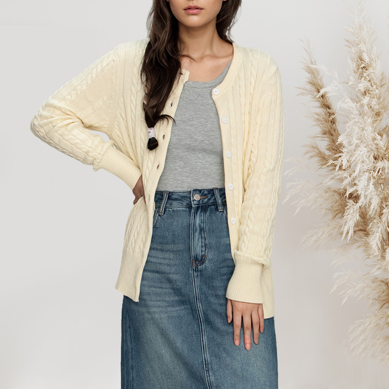 Venta al por mayor 100% Algodón para mujer&prime;s Cárdigans de punto Suéter Tops de suéter personalizados