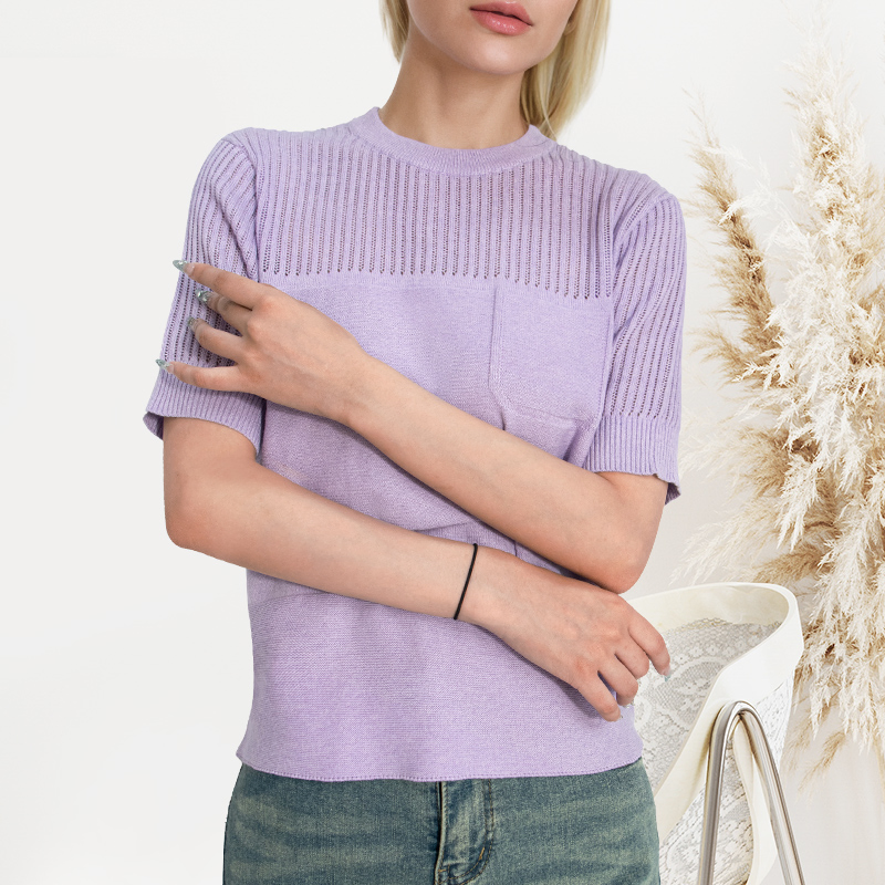 Suéter de manga corta Suéter de camiseta de jersey de mujer&prime;s a granel