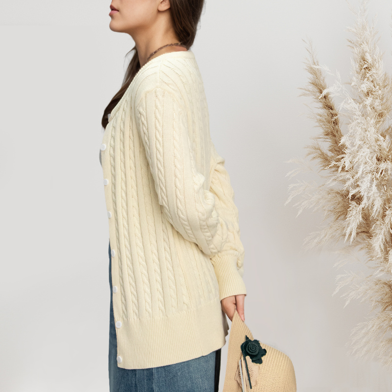 Venta al por mayor 100% Algodón para mujer&amp;prime;s Cárdigans de punto Suéter Tops de suéter personalizados