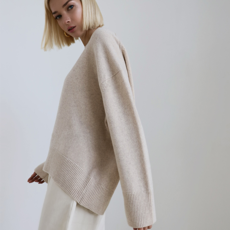 Jersey de Rayón de Moda para Mujer Jersey de Viscosa con Corte Holgado, Jersey de Manga Larga Extragrande