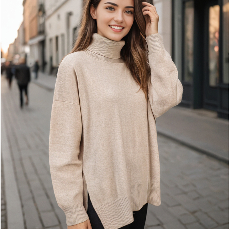 Jersey de Viscosa de Cuello Alto Colorido para Ropa de Oficina Elegante, Jersey Colorido, Perfecto para el Trabajo y los Días Informales, Sin MOQ