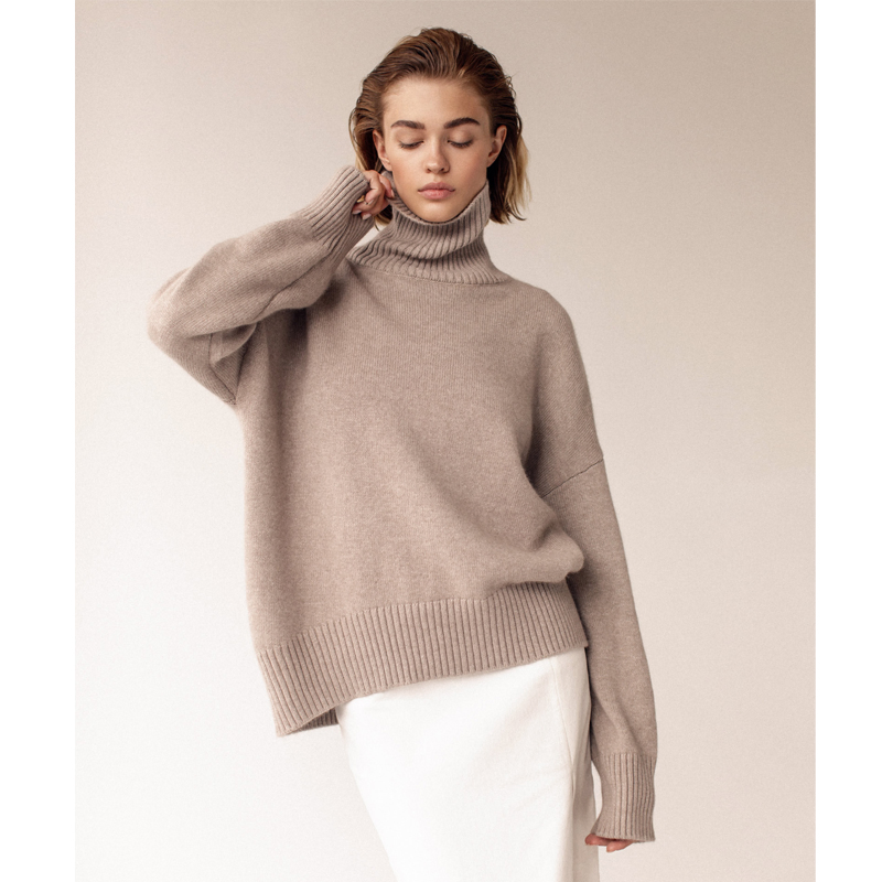 Suéter de cuello alto de Viscosa & amp; ndash; Ajuste Holgado & amp; amp; Diseño versátil en más de 6 Colores de moda, Sin cantidad limitada