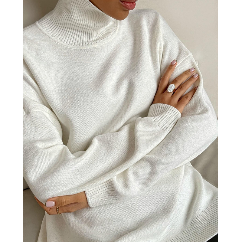 Suéter Acanalado de Viscosa Informal para Mujer&prime;s-Comodidad de gran tamaño, Suéter de punto de gran tamaño para Todas las estaciones, Sin MOQ