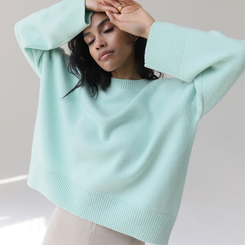 Suéter de Viscosa de cuello redondo Holgado al por mayor y al por menor para Mujer, Jersey elegante en Varios colores, Sin MOQ