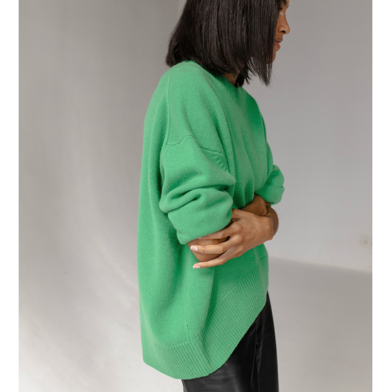 Suéter de Viscosa de cuello redondo Holgado al por mayor y al por menor para Mujer, Jersey elegante en Varios colores, Sin MOQ