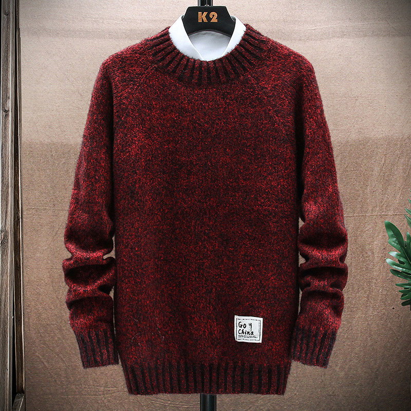 Suéter de punto suelto con cuello redondo y diseño Jacquard de Nnr Men′s