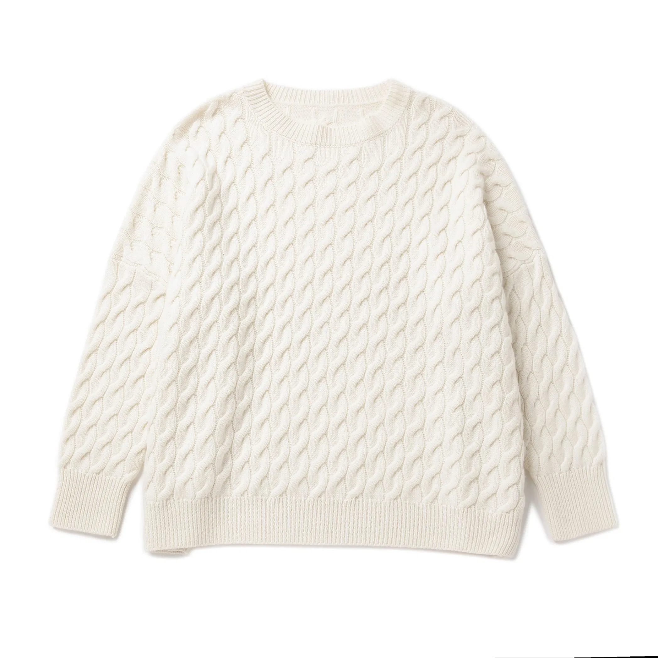 Suéter elegante con cuello redondo de cachemira 100% Pura para mujer′s
