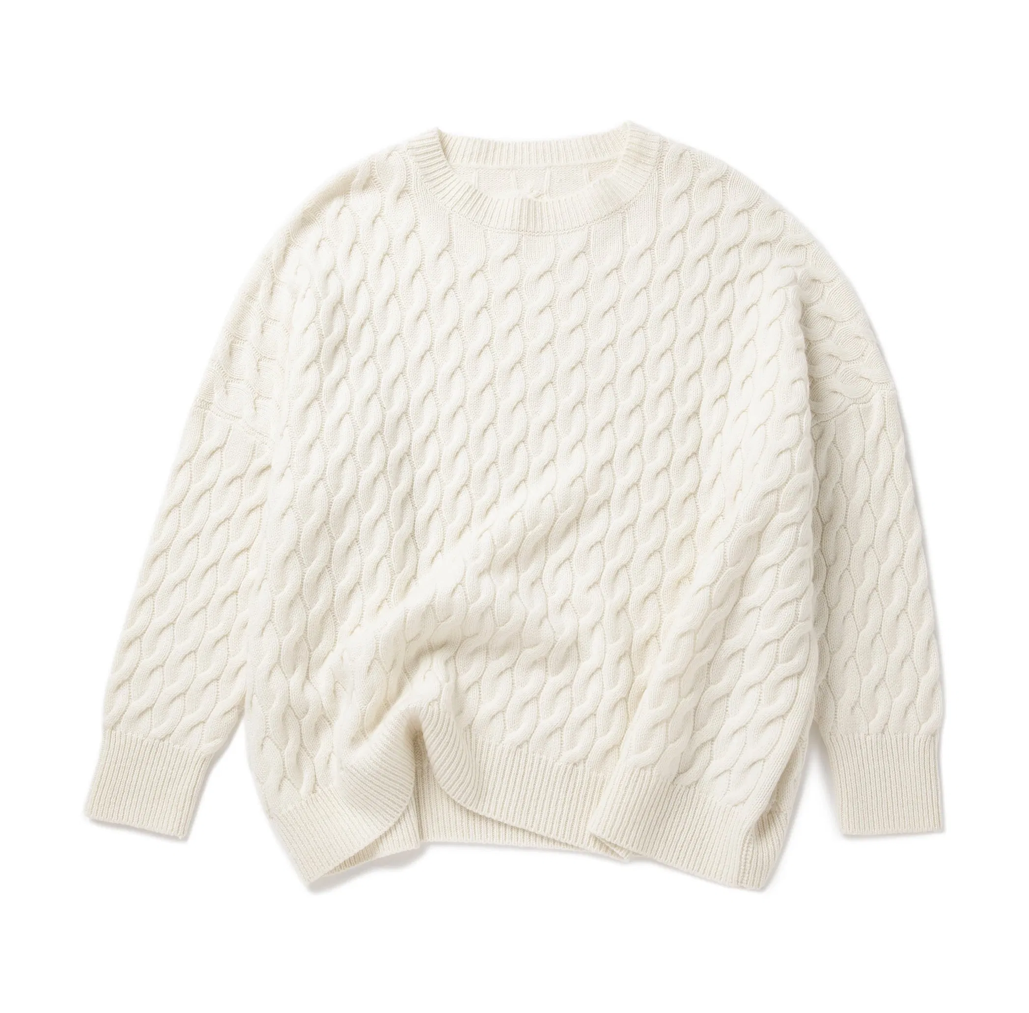 Suéter elegante con cuello redondo de cachemira 100% Pura para mujer&prime;s