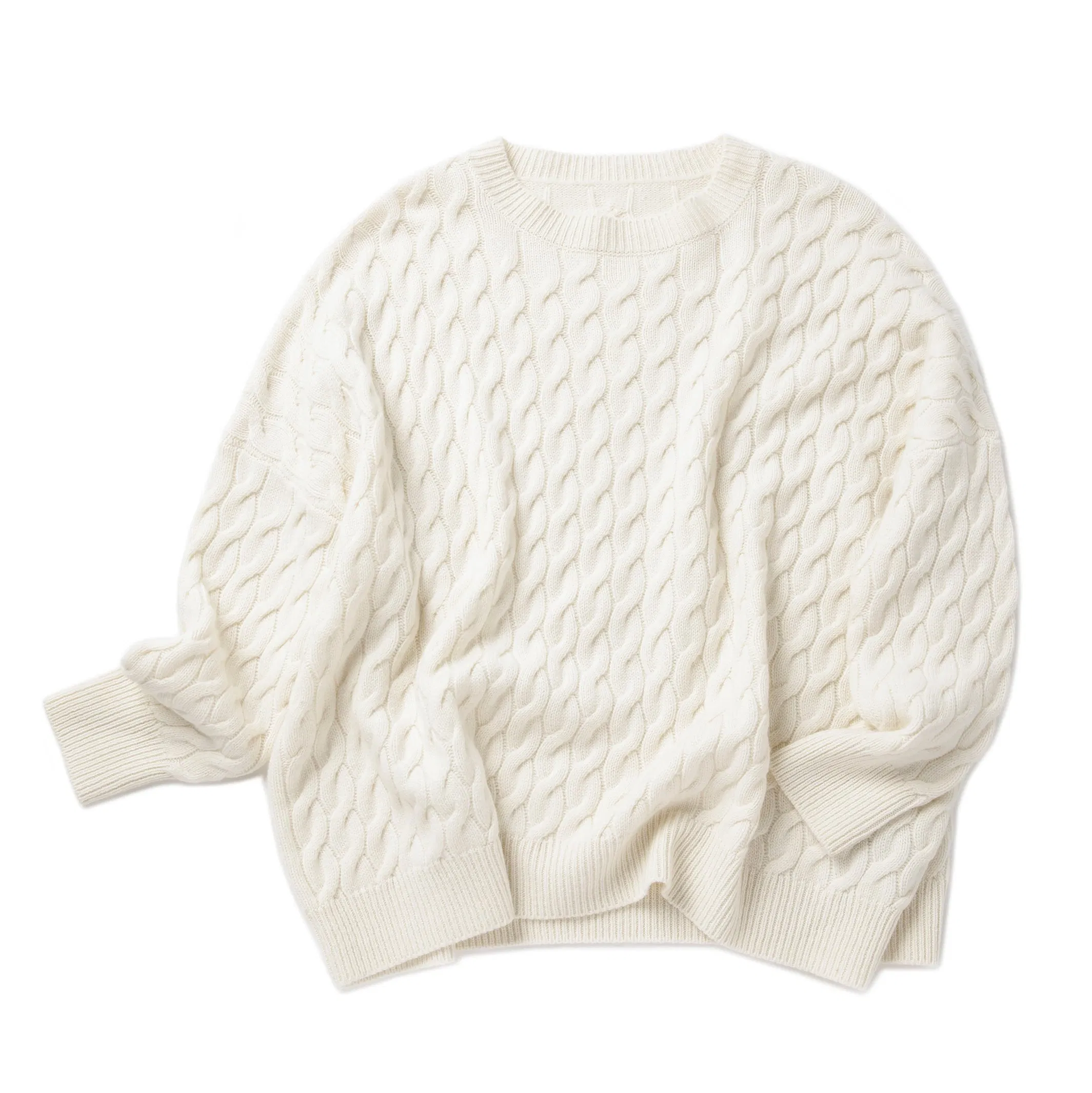 Suéter elegante con cuello redondo de cachemira 100% Pura para mujer&prime;s