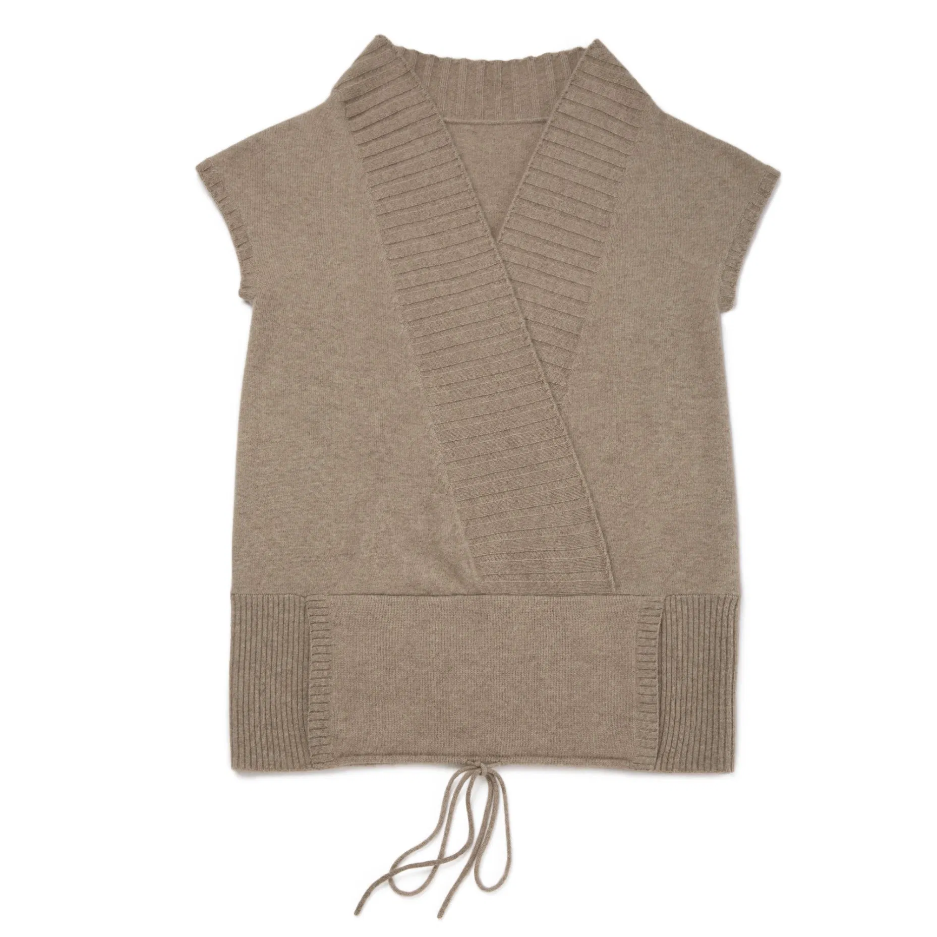 Chaleco de cachemira con cuello en V de Lujo para mujer y prime con bolsillo práctico