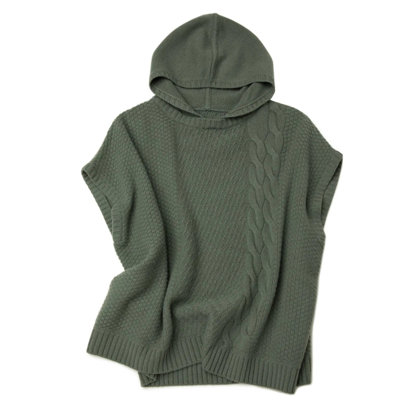 Acogedor Chaleco con capucha de cachemira 100% para Mujer de moda