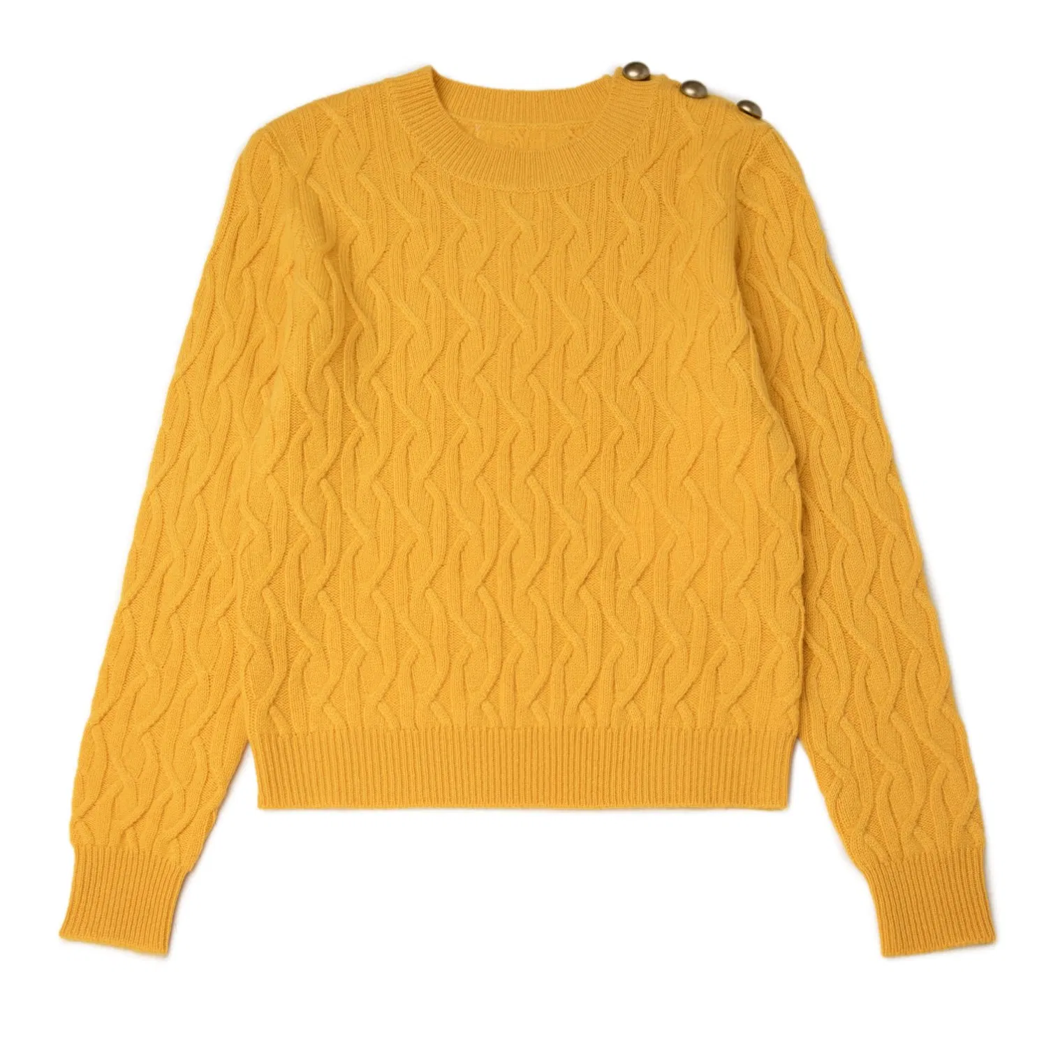 Suéter de Cachemira 100% Puro Para Mujer, Jersey de Punto con Abertura Lateral y Hombros Descubiertos, Prendas de punto Clásicas con Botones