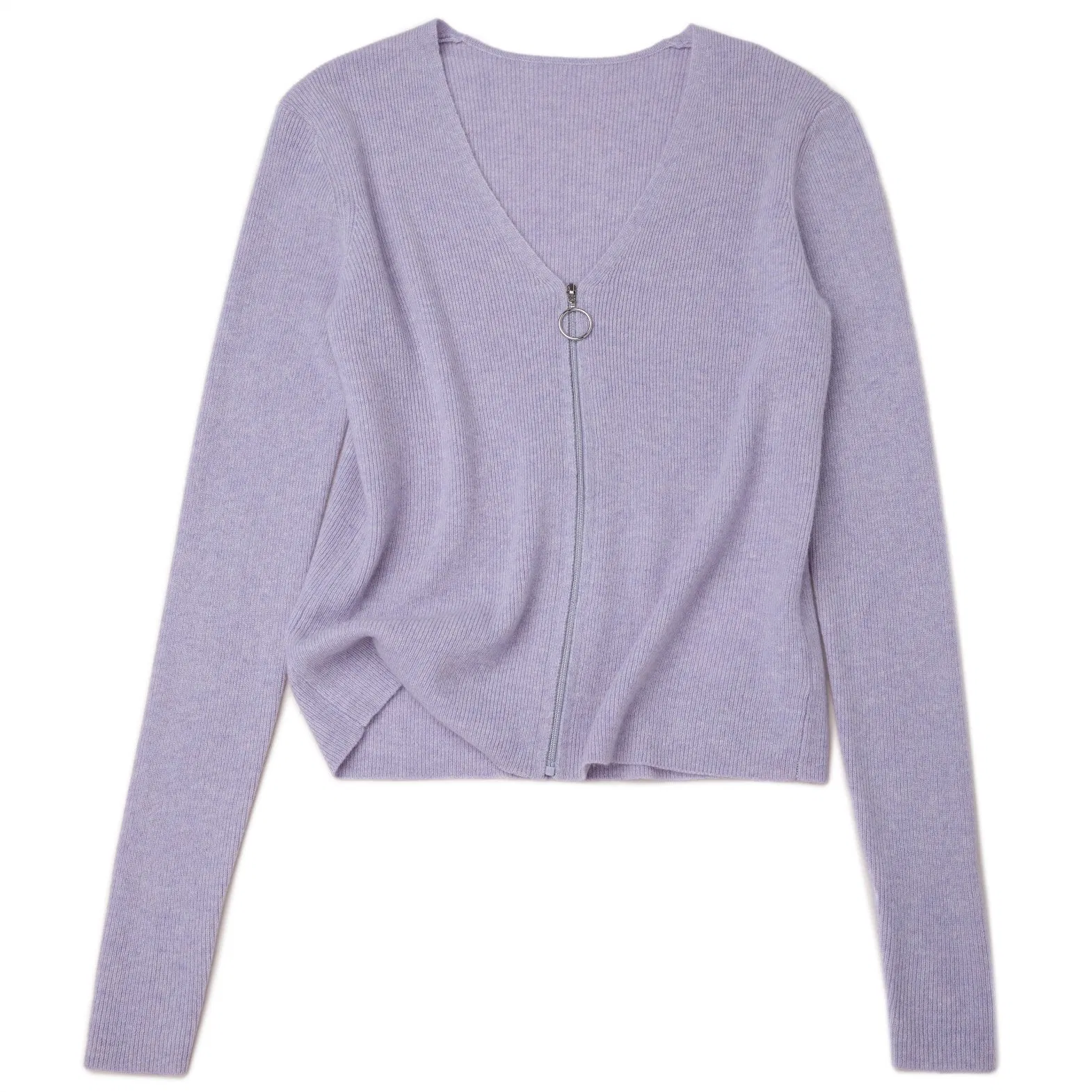 Cárdigan de punto de Cachemira 100% Puro con Cremallera Completa, Cárdigan de Punto Elegante para Mujer, Cárdigan de Cachemira